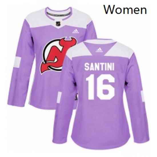 Womens Adidas New Jersey Devils 16 Steve Santini Authentic Purple Fights Cancer Practice NHL Jersey